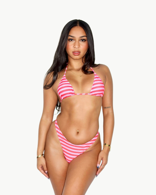 Rosé Stripe Bikini Top