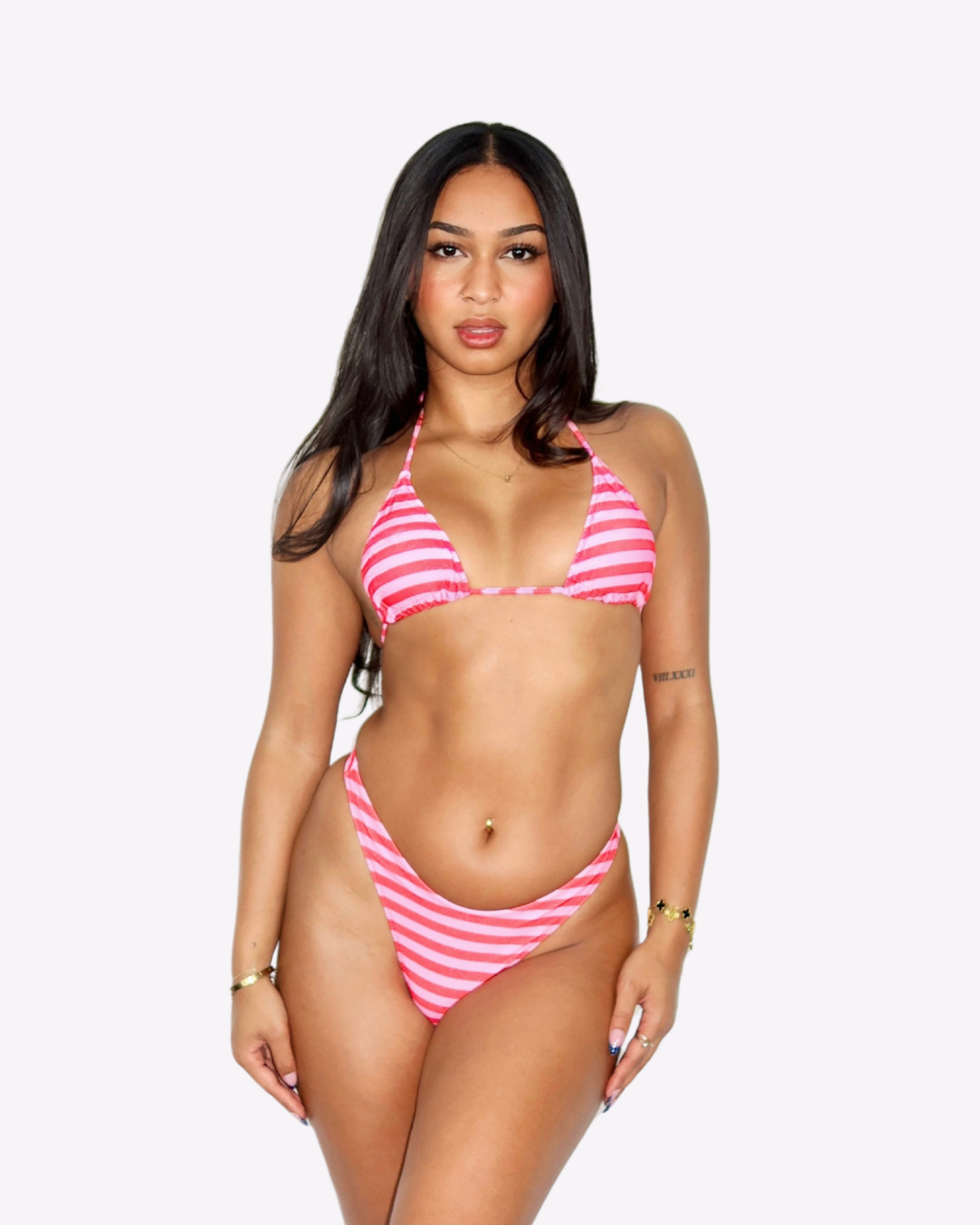 Rosé Stripe Bikini Top