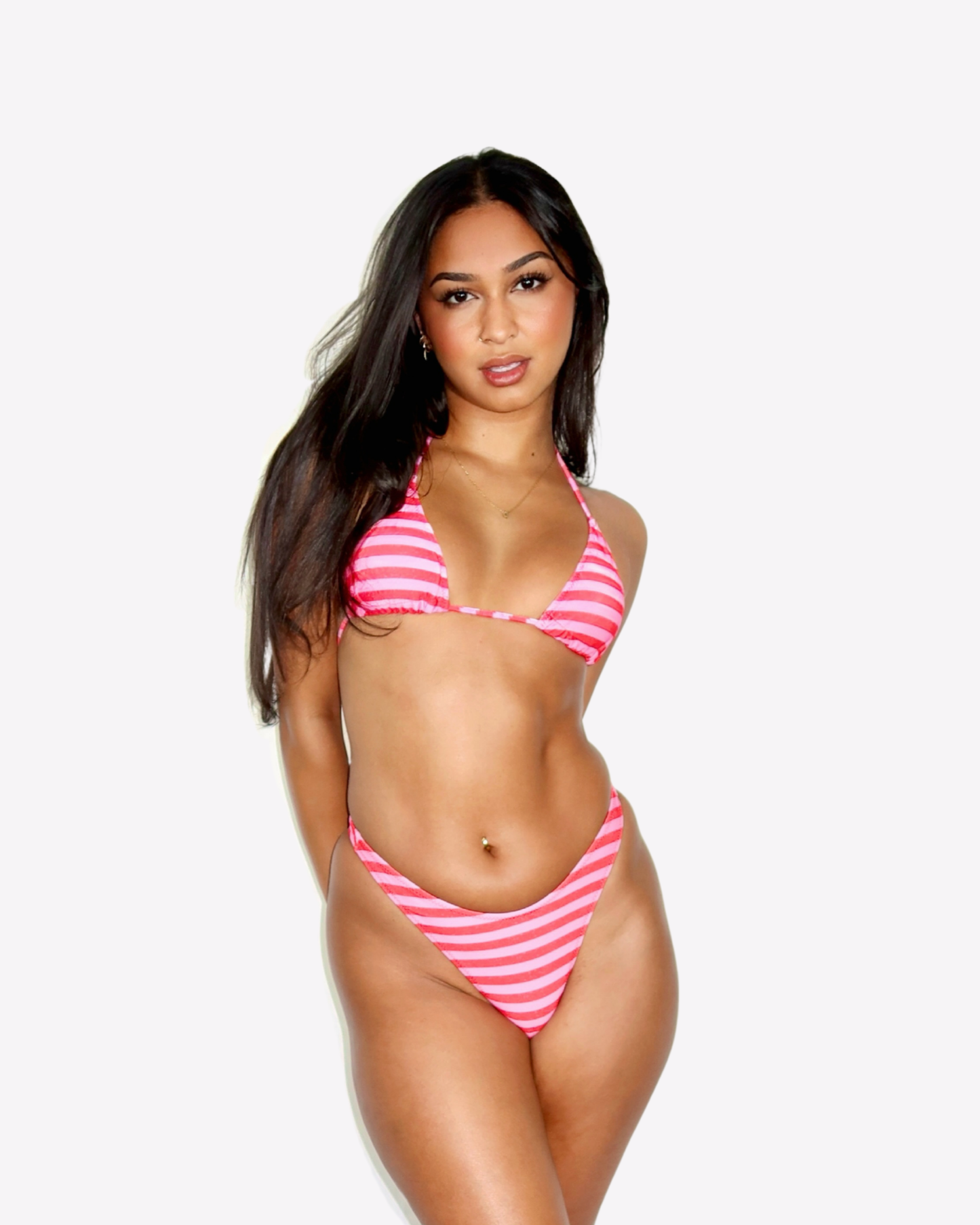 Rosé Stripe Bikini Top